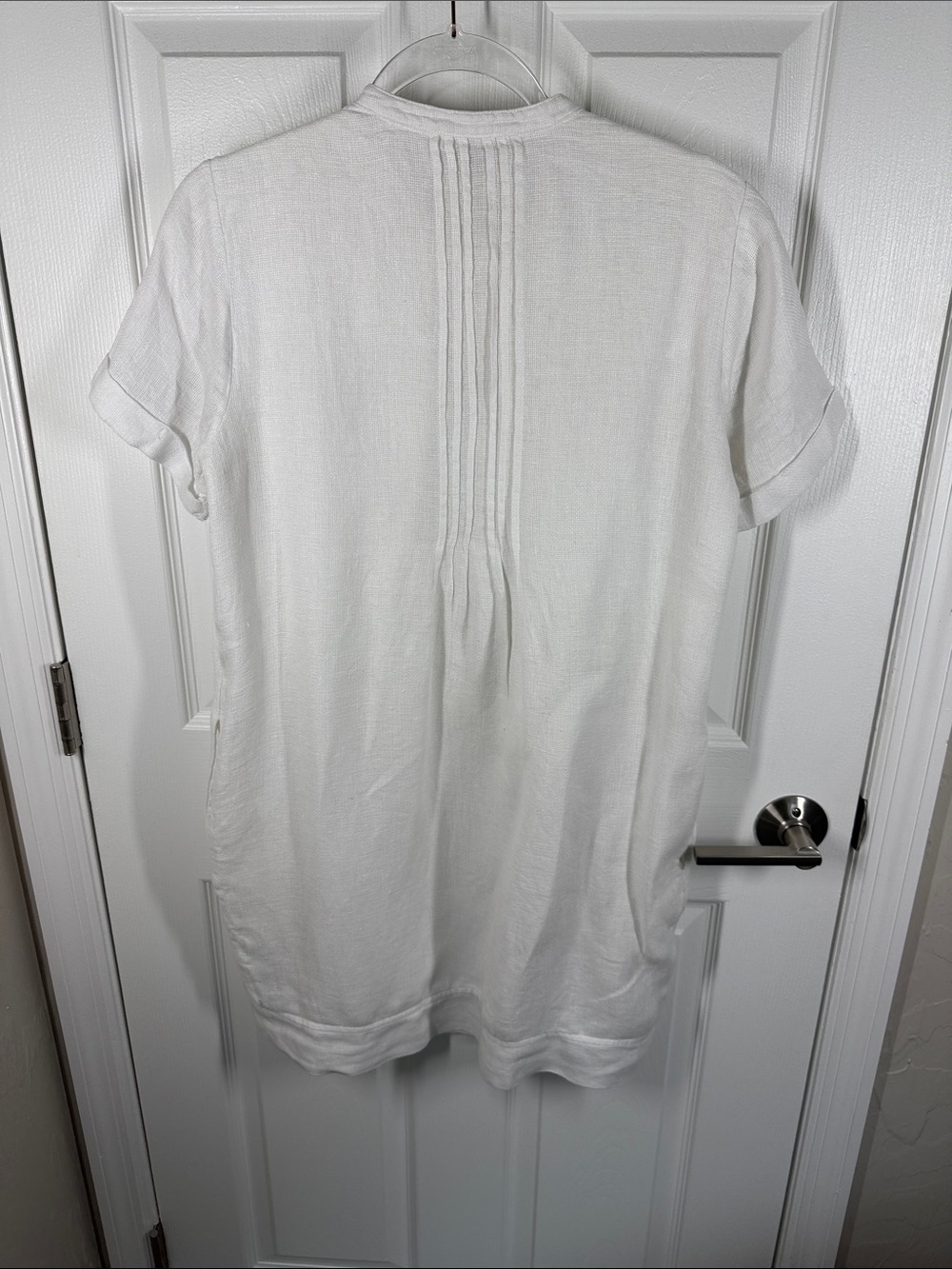 Faherty Gemina white linen tunic shift mini dress coastal beach preppy sz small - Picture 3 of 12